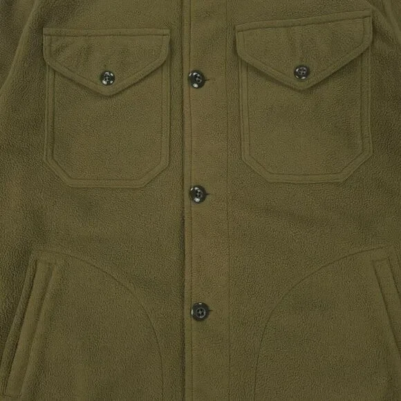 J CREW Sportsman Fleece Shirt Jacket Overshirt Military Olive Minimal Gorpcore - Picture 6 of 9